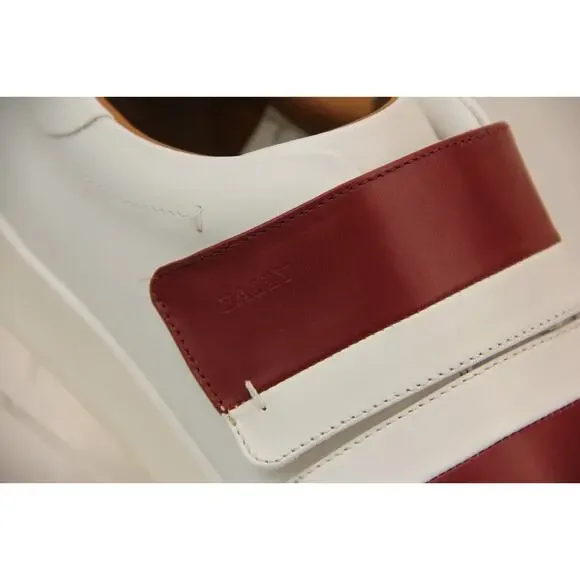 NIB BALLY WILLET WHITE RED LEATHER LOGO SWISS SNEAKERS 12 US 45 ITALY